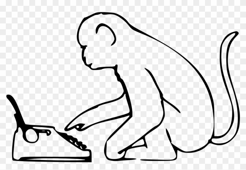 File - Typing Monkey - Svg - Wikimedia Commons - Monkey Drawing With Tail #1371459