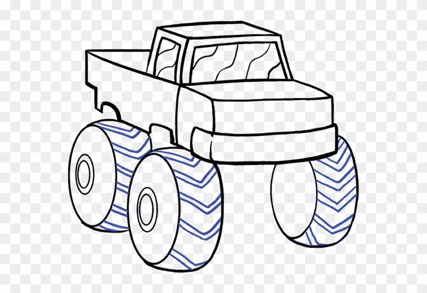 How To Draw A Monster Truck In - Line Drawing Monster Truck #1371461