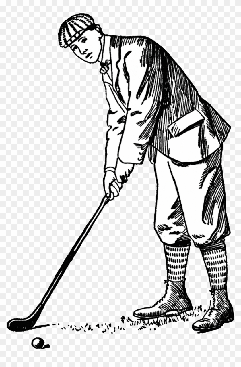 Golfer From Free Digital Vintage Stamps - Vintage Golf Clip Art #1371628