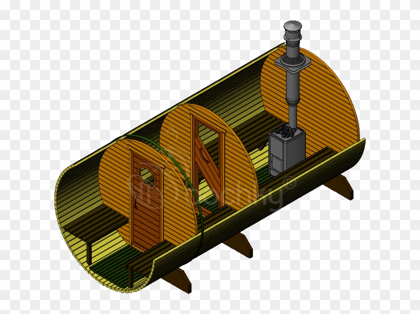 Barrel Sauna Lux With Porch - Sauna Barrel 3 Sections #1371908