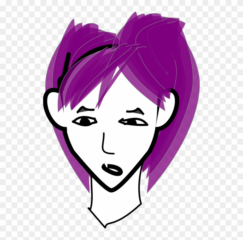 Violet Hair Girl Woman Lilac - Girl With Short Purple Hair Clipart #1372080