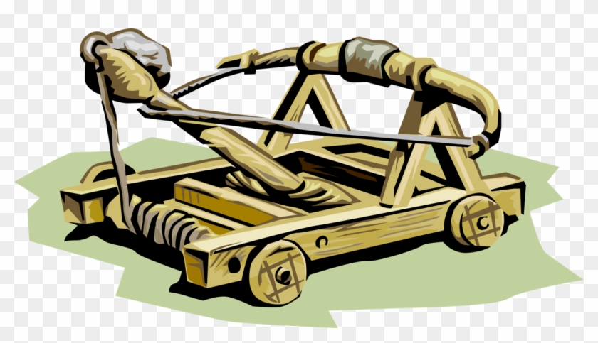 Vector Illustration Of Medieval Catapult Trebuchet - Catapult #1372134