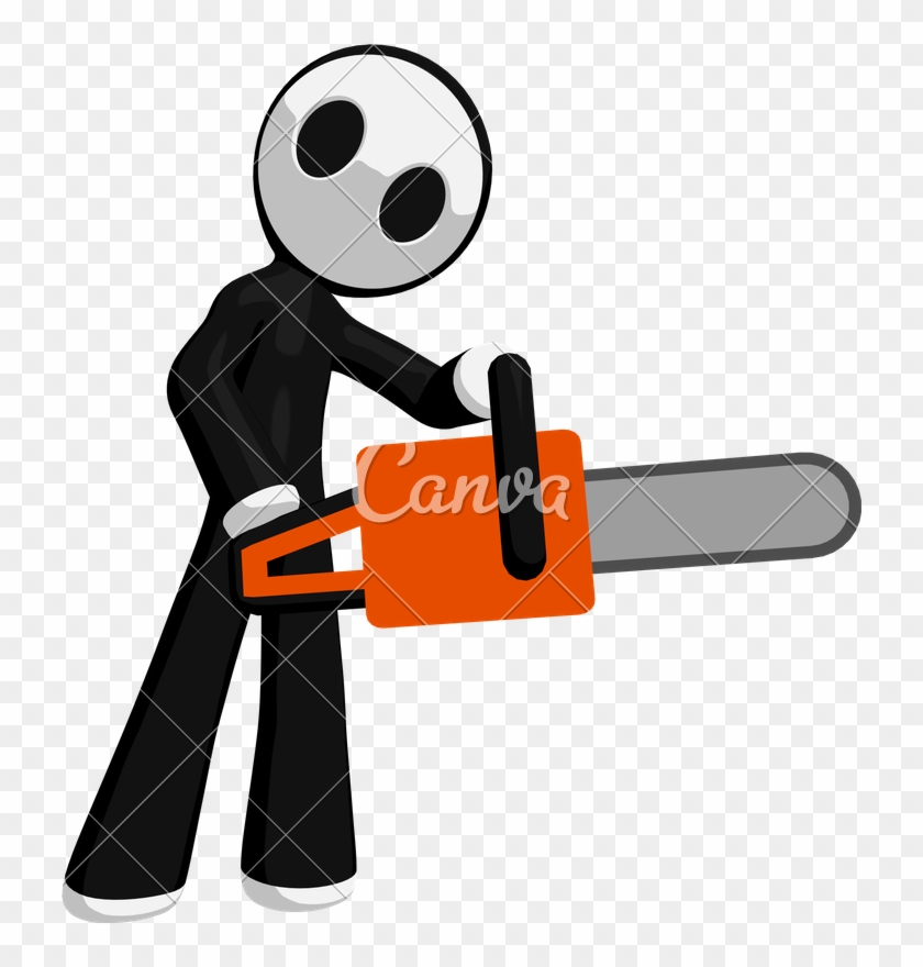 Character Mascot Cutting With Chainsaw - Illustration #1372263