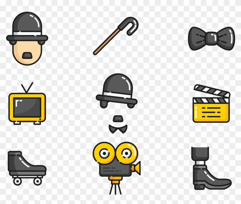 Charlie Chaplin Icons Vector - Cartoon #1372489