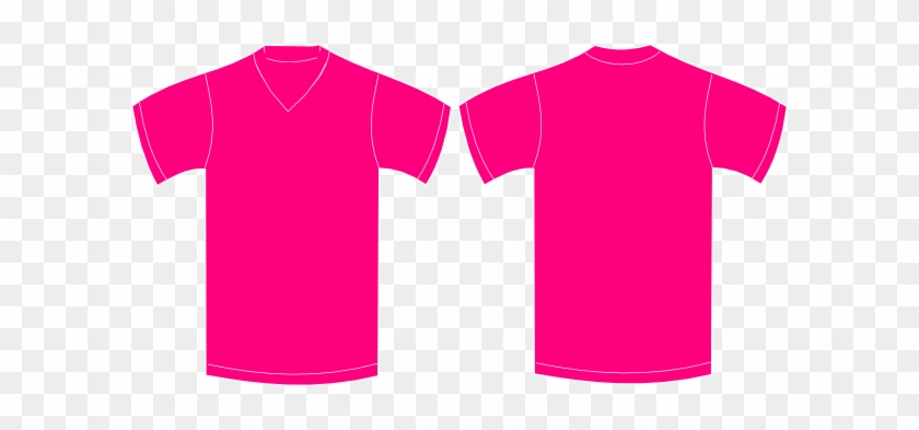 Pink Vneck Clip Art - Plain Pink V Neck T Shirt #1372649