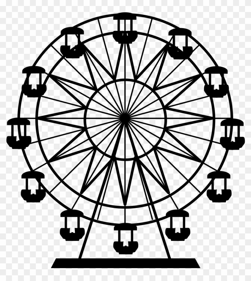 Drawing Wheel Ferris Graphic - Ferris Wheel Black And White Png #1372744