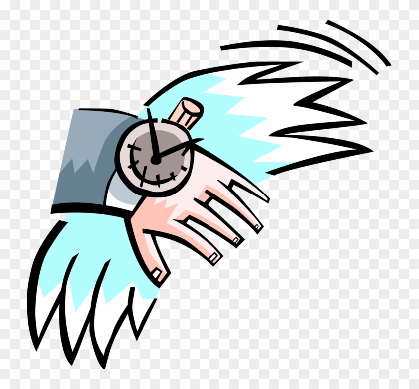 Vector Illustration Of Time Flies With Wristwatch - Vector Illustration Of Time Flies With Wristwatch #1372786