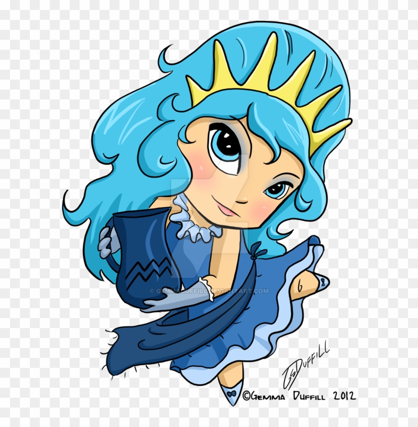 Chibi Aquarius By Gemmaduffill - Aquarius Chibi Basic Round Button Key Ring, Adult Unisex, #1372967