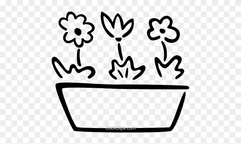 Potted Flowers Royalty Free Vector Clip Art Illustration - Vaso De Flores Vetor #1373101