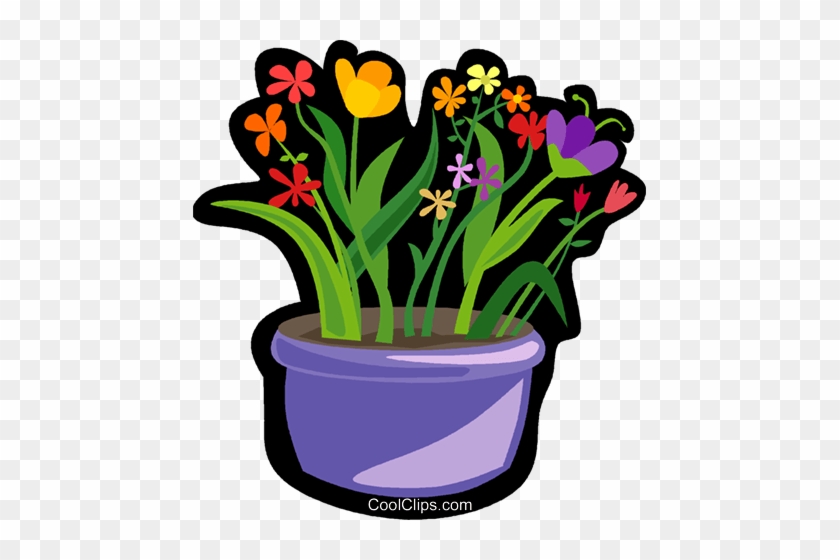 Colorful Flowers In Pot Royalty Free Vector Clip Art - Photosynthesis #1373110