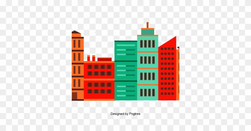 Cartoon Hand Painted City Building Design, Cartoon, - Portable Network Graphics #1373196