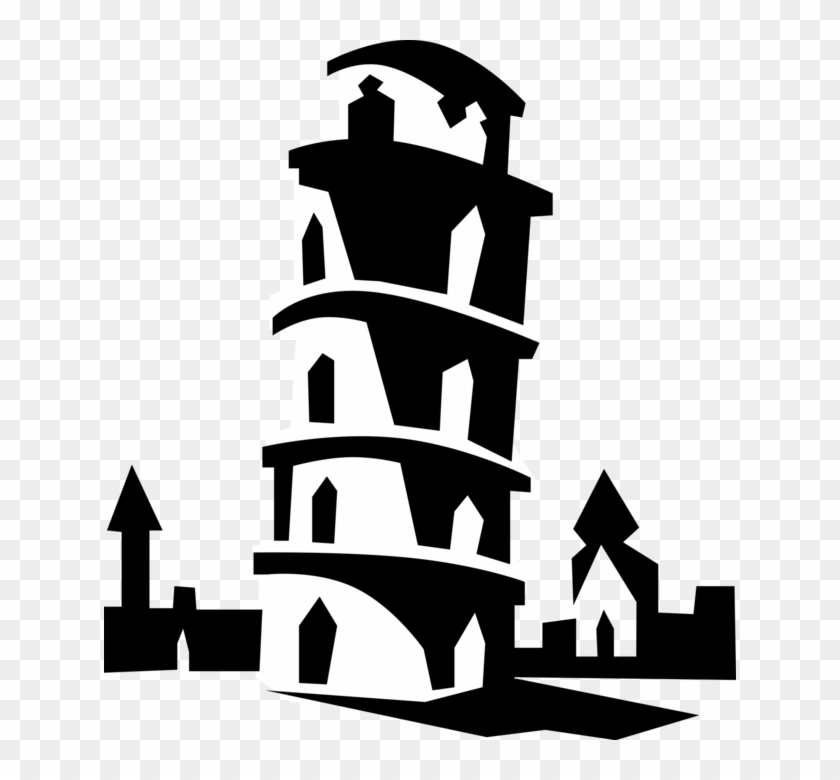Vector Illustration Of Leaning Tower Of Pisa Campanile - Italy Clip Art #1373596