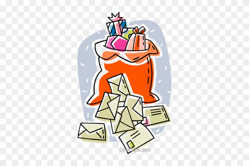 Santa Sack With Christmas Envelopes Royalty Free Vector - Christmas Day #1373666