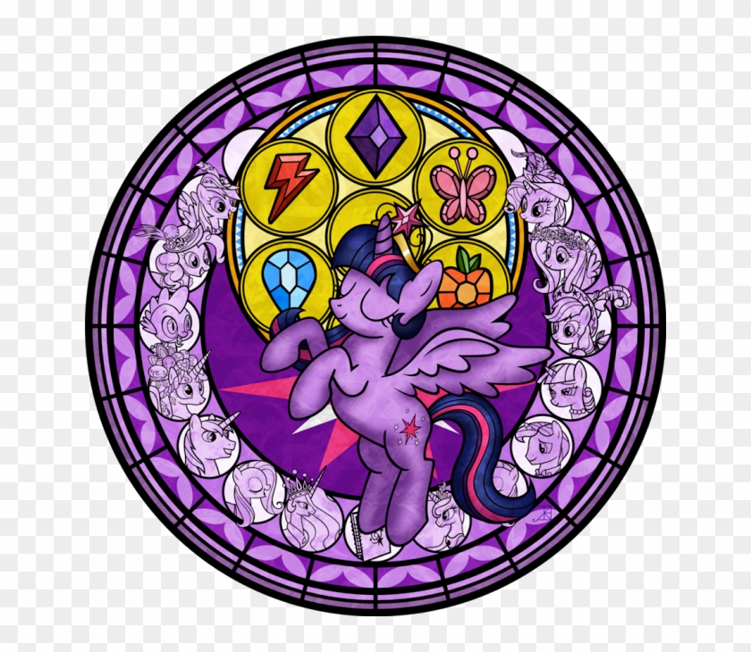 Twilight Sparkle Princess Celestia Pinkie Pie Rainbow - Mlp The Four Princesses Stain Glass #1373667