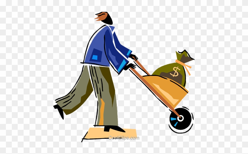 Man With Wheelbarrow Full Of Money Royalty Free Vector - Man With Wheelbarrow Full Of Money Royalty Free Vector #1373689