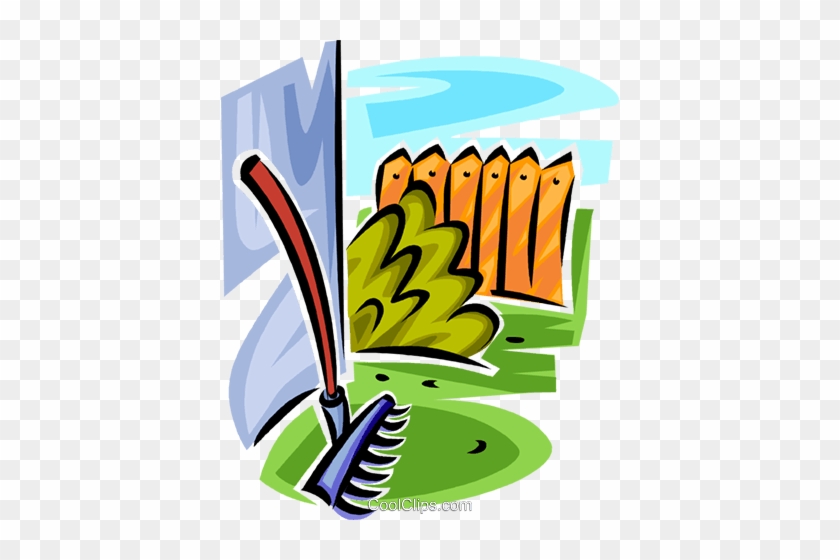 Garden Rake Royalty Free Vector Clip Art Illustration - Against Clipart #1373766