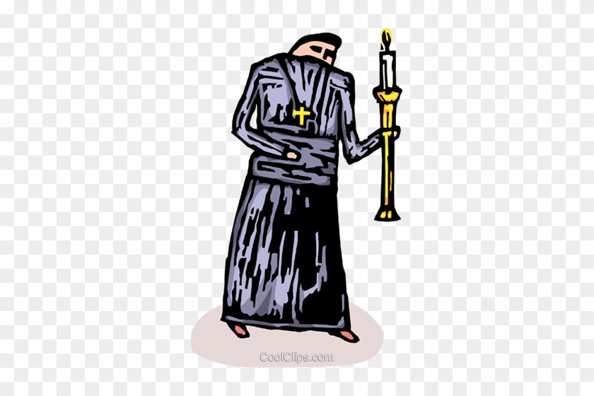 Priest Or Deacon Carrying A Candle Royalty Free Vector - Priest Or Deacon C...