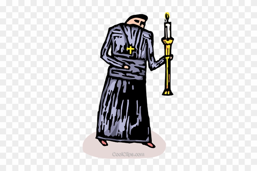 Priest Or Deacon Carrying A Candle Royalty Free Vector - Priest Or Deacon Carrying A Candle Royalty Free Vector #1374014