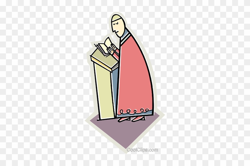 Priest At The Podium Royalty Free Vector Clip Art Illustration - Seminary Seeds: Life's Lessons Learned #1374040