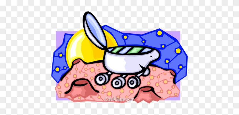Moon And Explorer Royalty Free Vector Clip Art Illustration - Moon And Explorer Royalty Free Vector Clip Art Illustration #1374385