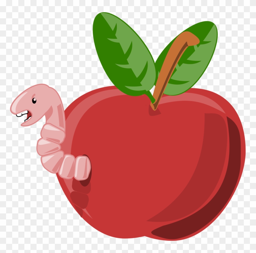 Inchworm Clipart Wiggly Worm - Cartoon Apple With Worm #1374513