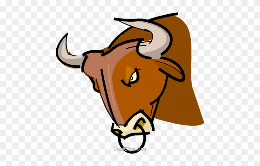 Bull With Nose Ring Royalty Free Vector Clip Art Illustration - Toro Con Anello Al Naso #1374676