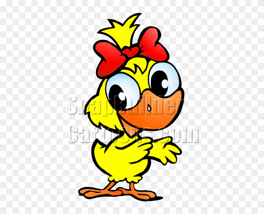 Hen With Red Bow - Chicken Cartoon Girl #1374859