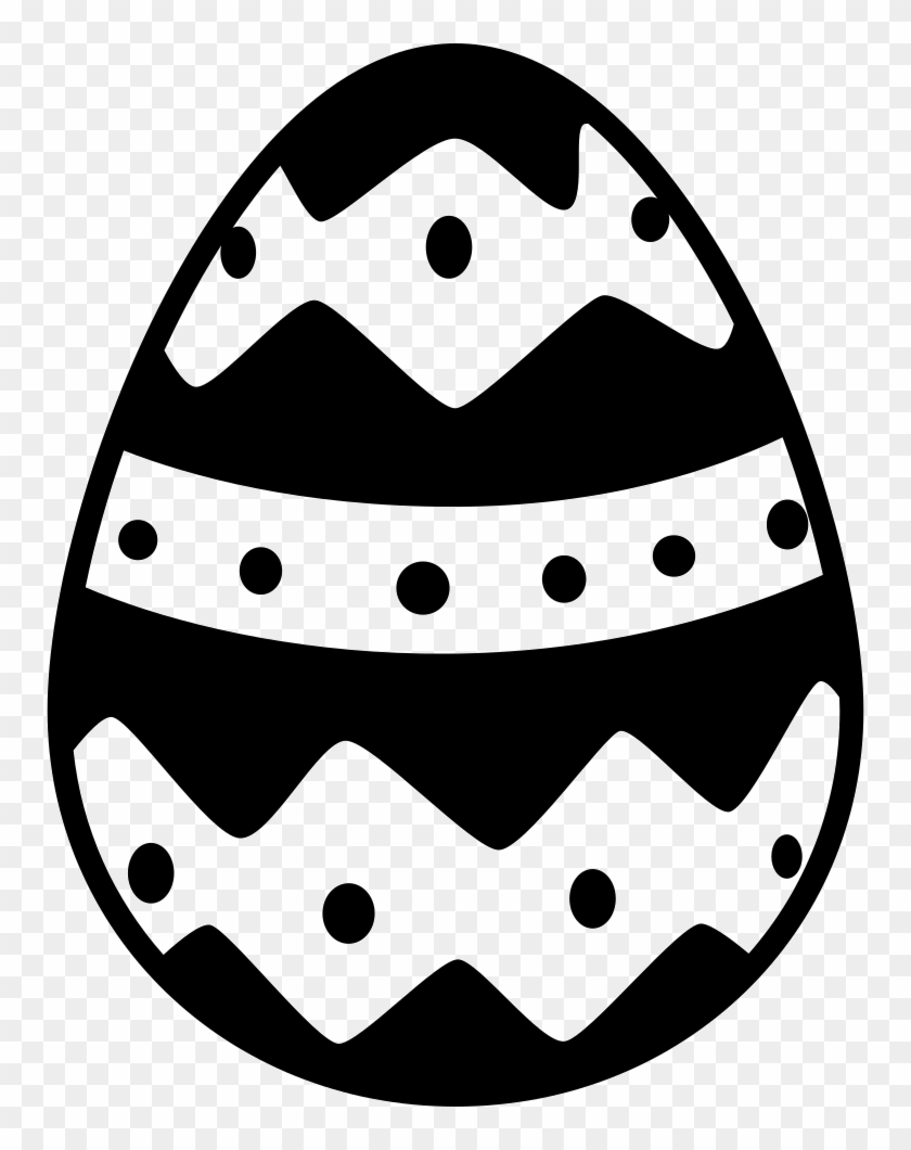 Easter Egg With One Horizontal Straight Line And Two - Easter Egg Vector Black And White #1375270