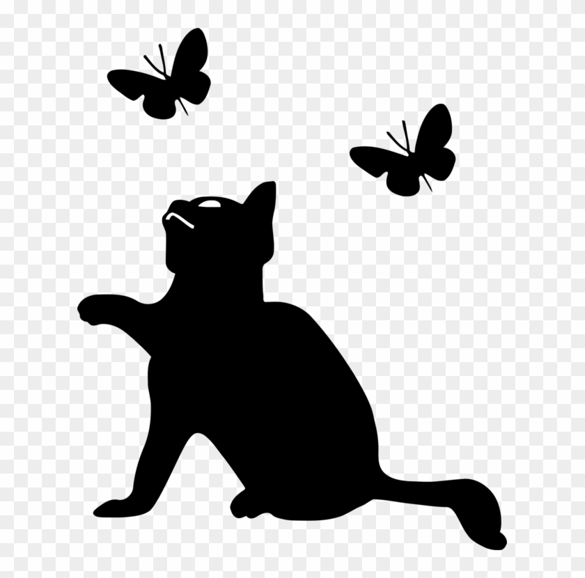 All Photo Png Clipart - Cat Butterfly Silhouette #1375346