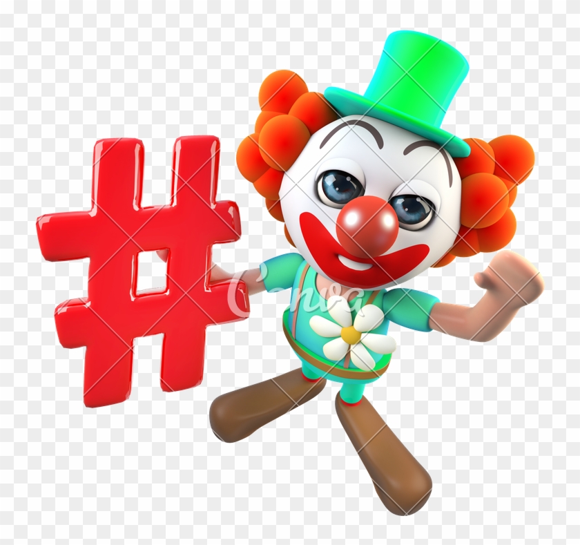 3d Funny Cartoon Crazy Clown Character Holding A Hashtag - Chora Boy Logo Png #1375374