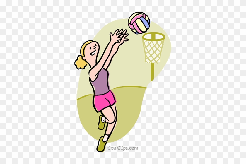 Basketball Player Royalty Free Vector Clip Art Illustration - Girls Playing Netball Clipart #1375451