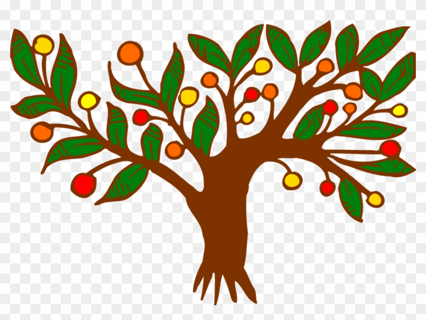 Fruit Tree Color Drawing Branch - Colour Clip Art Of A Tree #1375705
