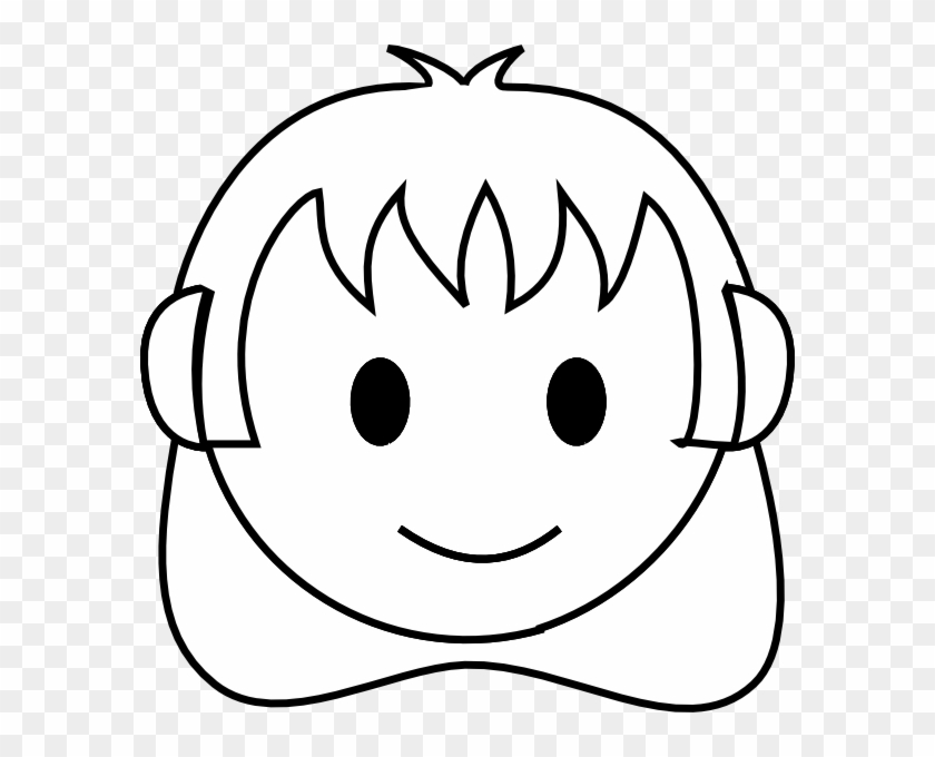 Girl Face Happy Bw Clip Art At Clker - Boy Face #1375711