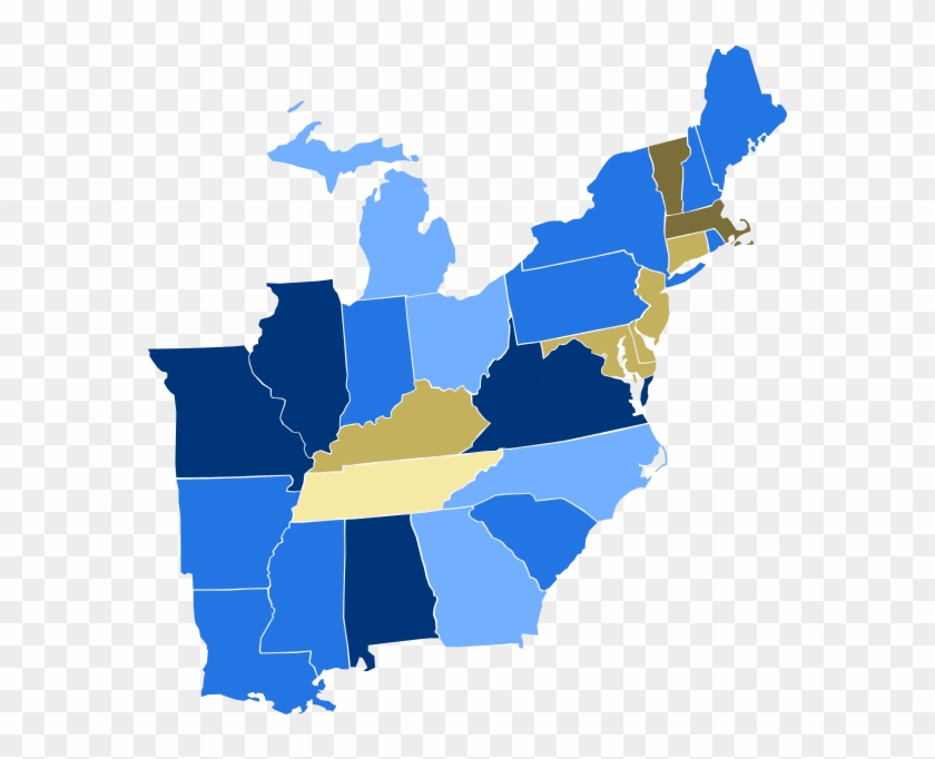 Second Party System - Blue Map Of United States #1376354