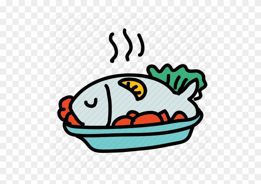 Dinner Clipart Icon - Fish Dish Clipart #1376485