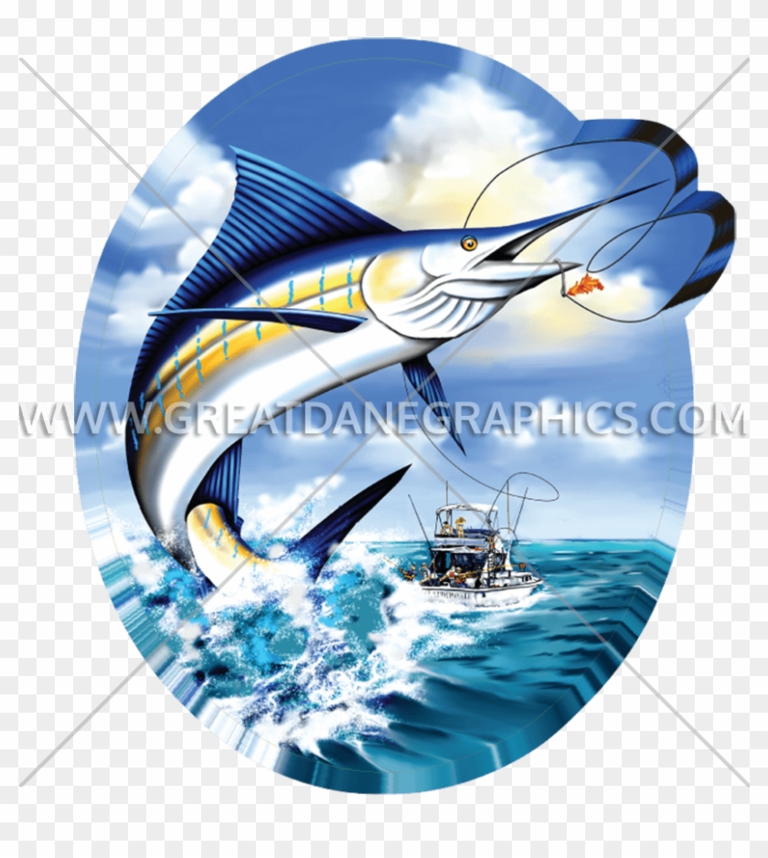Fishing Production Ready Artwork For T Shirt - Marlin Fishing Clip Art #1376687
