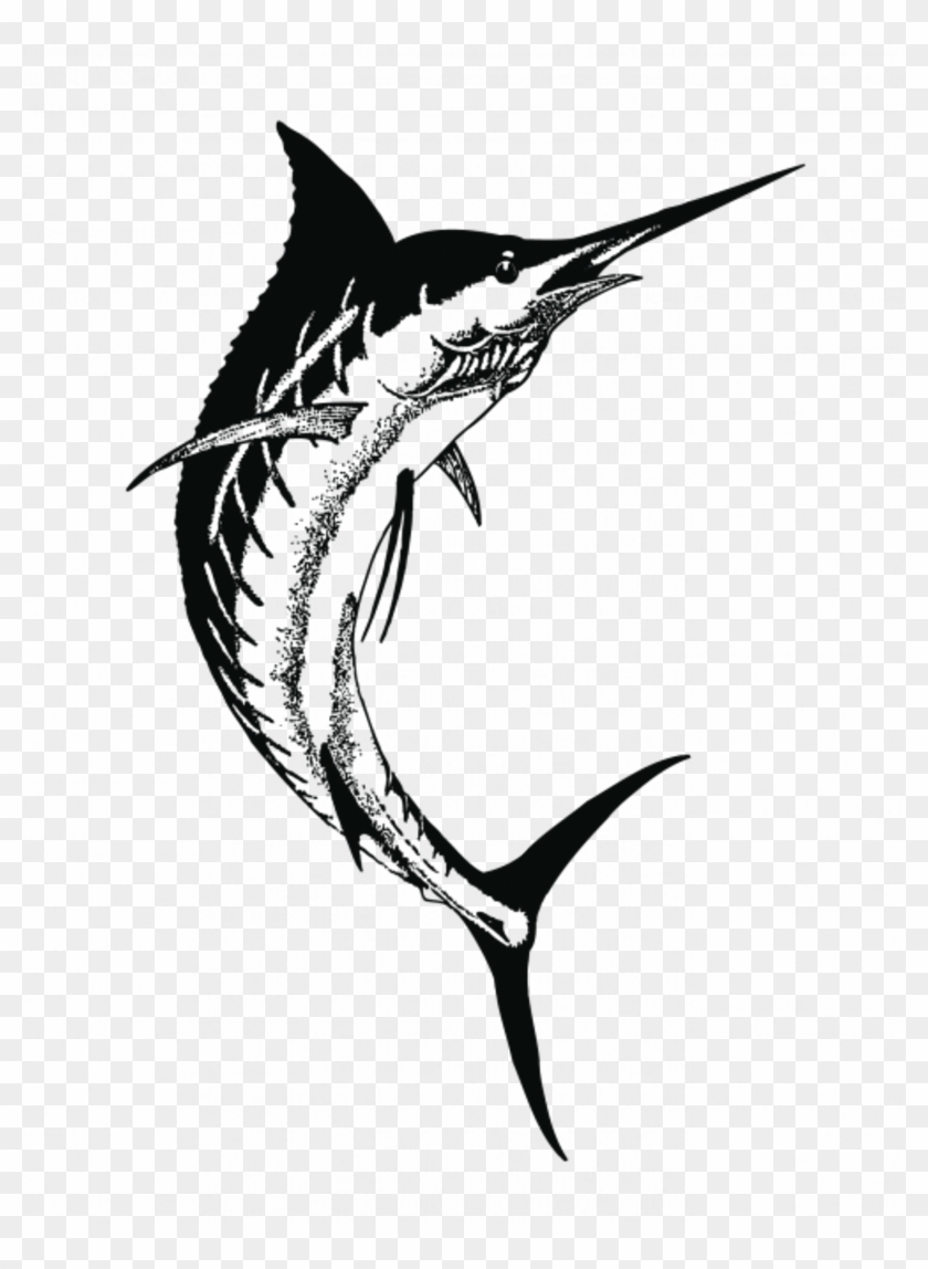Drawing Clipart Swordfish Drawing Black And White - Fish Swordfish Line Drawing Vector #1376707