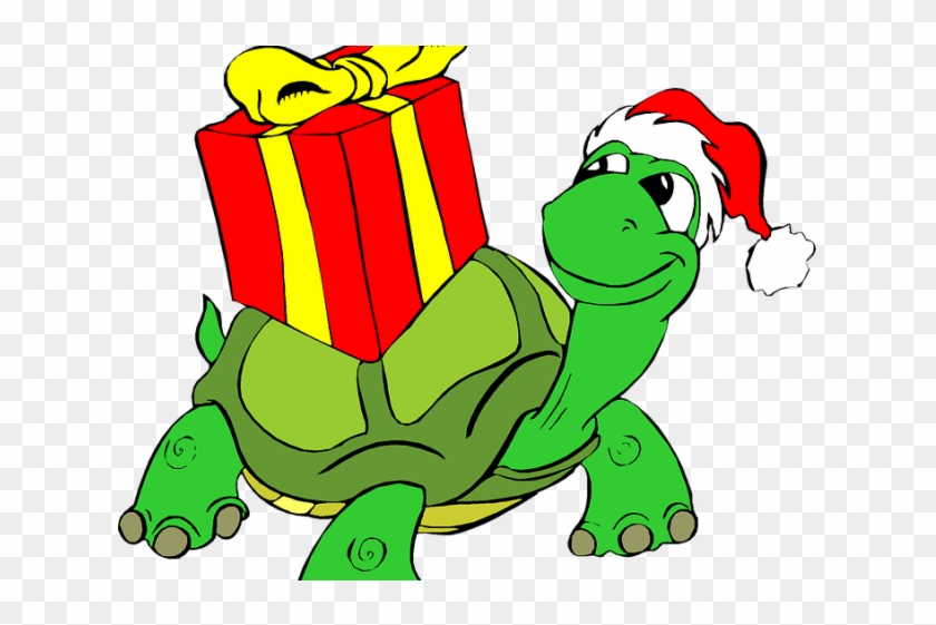 Reptile Clipart Christmas - Turtle With Christmas Hat Clipart #1377124