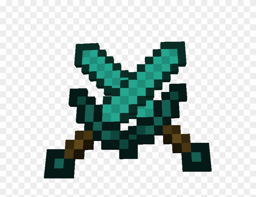 Minecraft Swords Crossed Png - Minecraft Diamond Sword Crossed #1377341