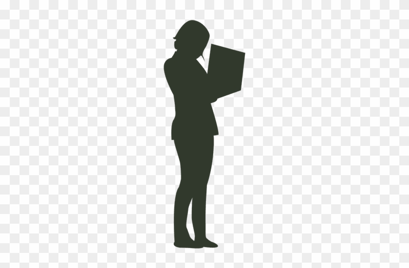 Working Woman Silhouette Laptop - Woman Holding Lap Top Silhouette #1377345
