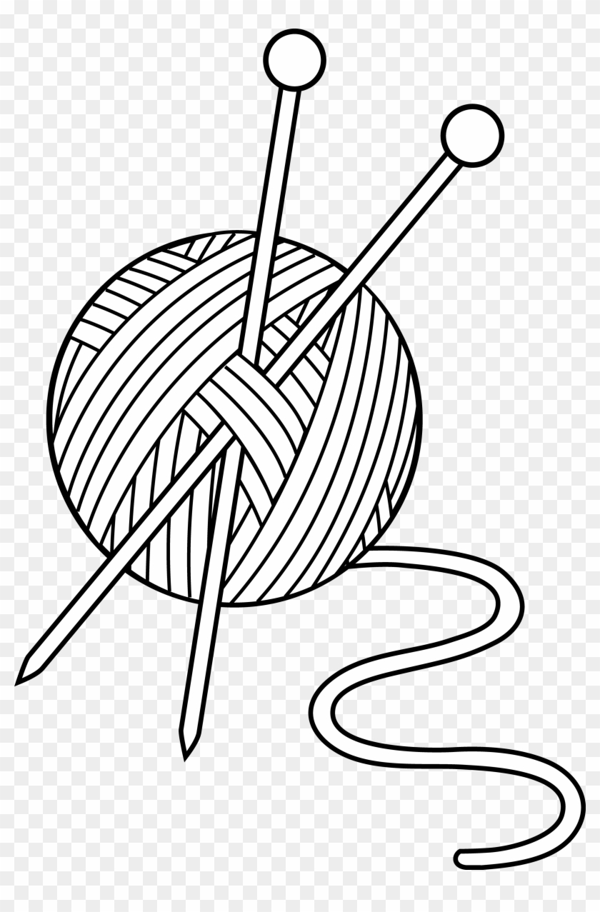 Crochet Hook And Yarn Clip Art - Wool Black And White #1377374