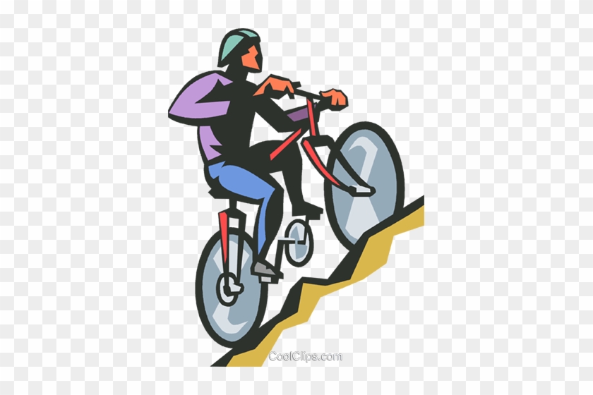 Man Riding A Bicycle Royalty Free Vector Clip Art Illustration - Mountain Bike #1378308