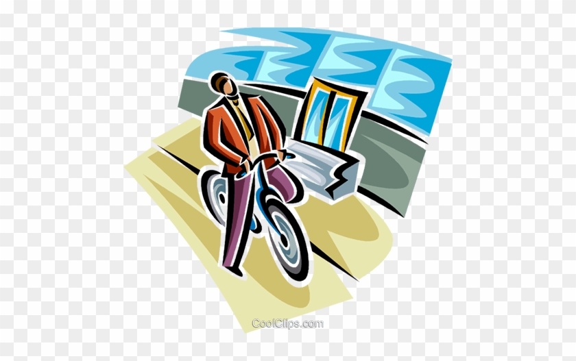 Businessman On A Bicycle Royalty Free Vector Clip Art - Hybrid Bicycle #1378312