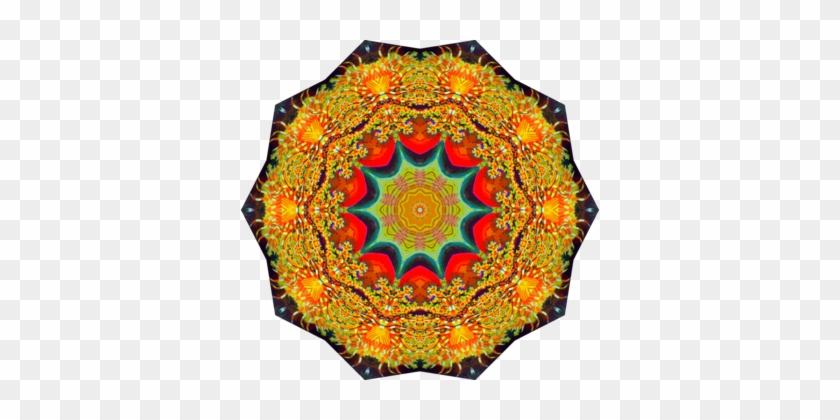 Textile Symmetry Orange Quilt Kaleidoscope - Umbrella #1378905