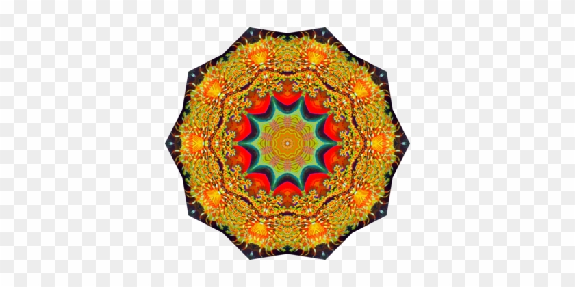 Textile Symmetry Orange Quilt Kaleidoscope - Umbrella #1378905
