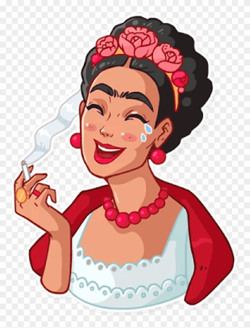 Fridakahlo Frida Smile Cigarro Smoking Feminist - Stickers Frida Kahlo Png #1379456