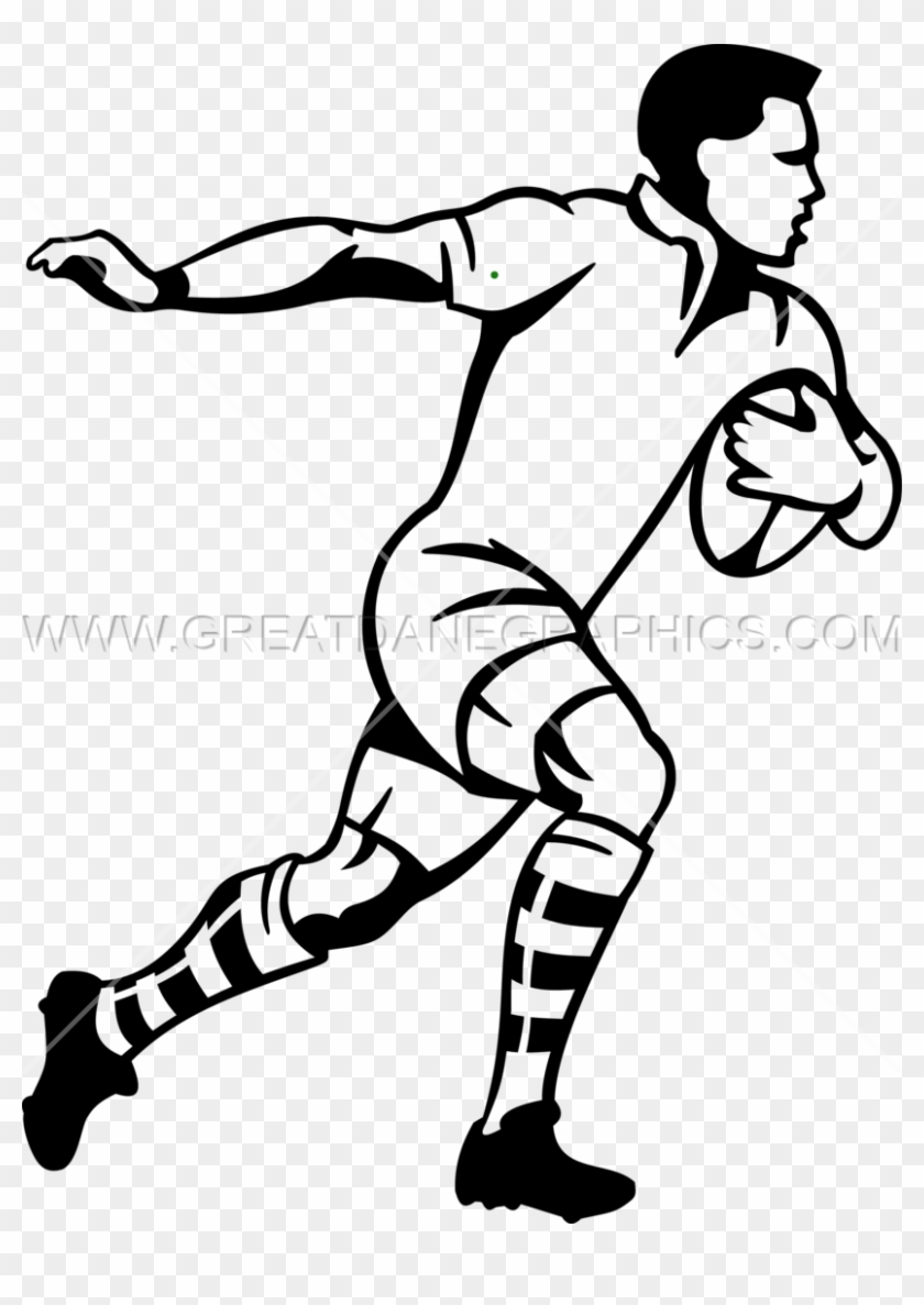 Rugby Player Running - Rugby Player Line Drawing #1380425
