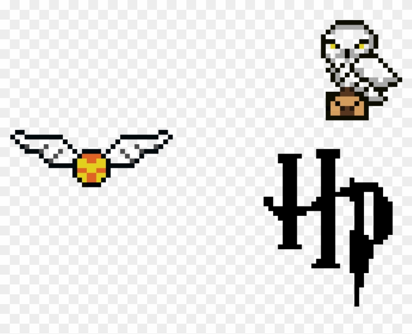 Hedwig And The Golden Snitch - Harry Potter Pixel Grid #1380485