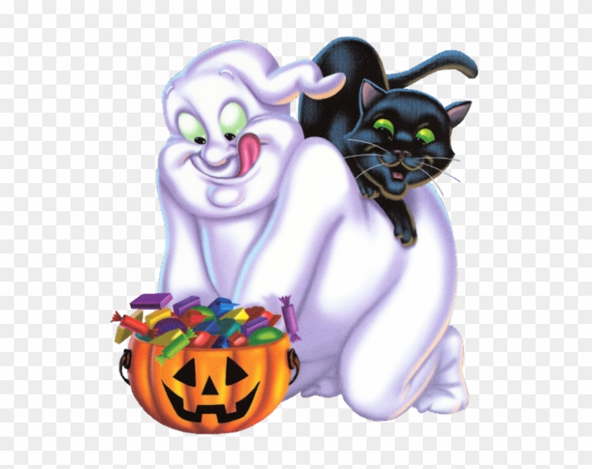 Funny Ghosts Halloween Cartoon Clip Art Cleaning Clip - Halloween Gif Png Animado #1380522