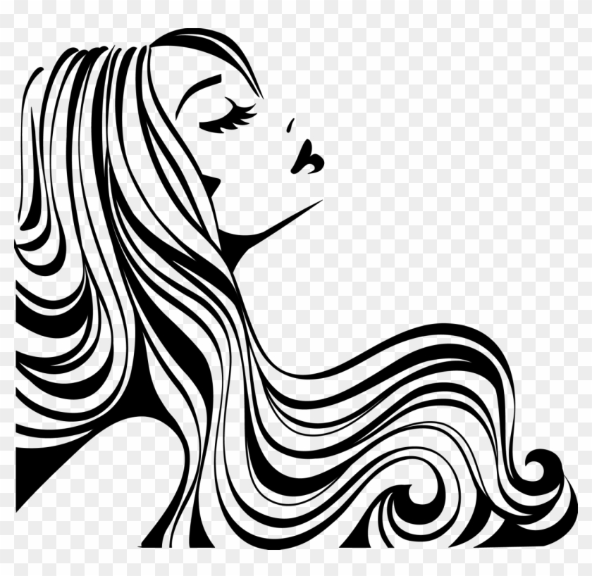 Cosmetology Drawing Hair Stylist Freeuse Stock - Chic Walls Removable Woman Silhouette Profile Red Lips #1381086